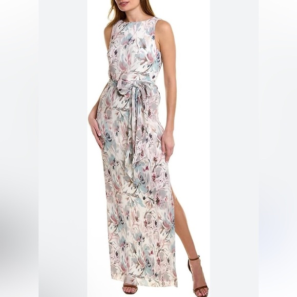 Aidan Mattox Floral Pleated Column Gown New Size 4 - Picture 3 of 9